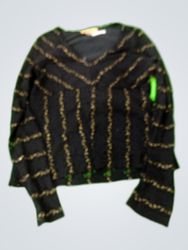 Notations Black Embroidered V-Neck Blouse