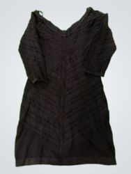 Black Off-Shoulder Ribbed Knit Mini Dress