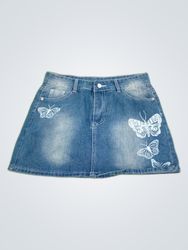 Denim Skirt with Butterfly Design