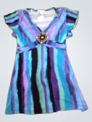 Dressbarn Striped V-Neck Mini Dress