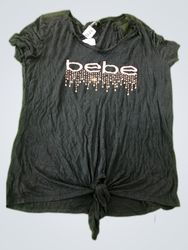 bebe Black Printed Short Sleeve Top