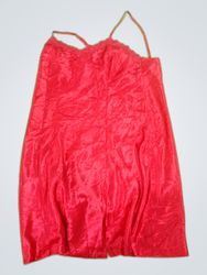 Red Satin Slip Dress with Lace Trim