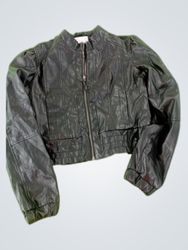 H&M Black Cropped Faux Leather Jacket