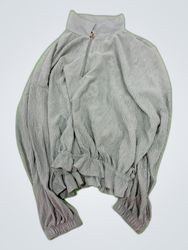 Gray Velour 1/4 Zip Top