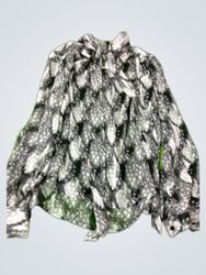 Sheer Printed Long Sleeve Blouse