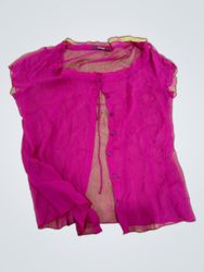 Tahari Sheer Magenta Blouse