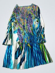 Multicolored Printed Pleated Blouse