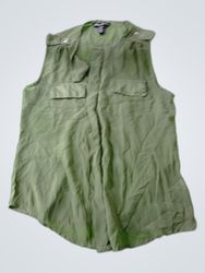 Streetwear Green Sleeveless Utility Blouse