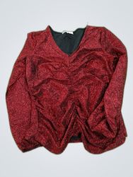 Hudson + Wilson Red Sequined Long Sleeve Blouse