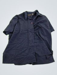 Impressions Navy Blue Short Sleeve Button-Up Shirt