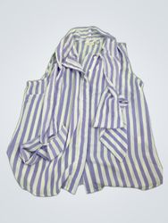 Eva Mendes Striped Sleeveless Blouse