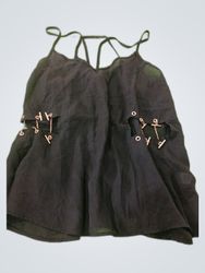 Charlotte Russe Black Sheer Cami Top with Chain De..