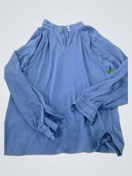 Creed Vintage Blue Ruffle Long Sleeve Blouse