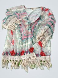 Floral Fringed Kimono
