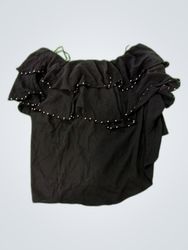 Black Off-Shoulder Ruffle Blouse
