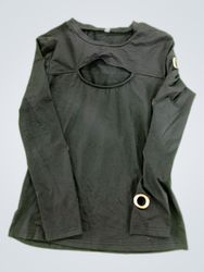 Unbranded Black Long-Sleeve Cutout Top