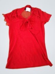 Liz McCoy Red Ruffled Blouse