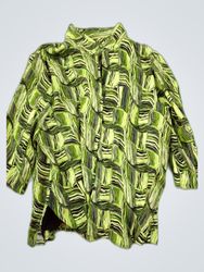 Geometric Print Button-Up Blouse