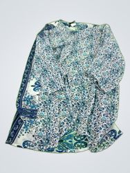 Blouse with Blue Paisley Pattern