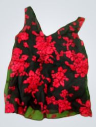 Black Floral Embroidered Sleeveless Blouse