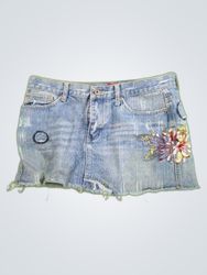 Unbranded Embroidered Denim Mini Skirt
