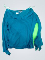 GAP Teal Long Sleeve Draped Blouse