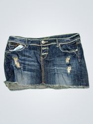 Almost Famous Distressed Denim Mini Skirt