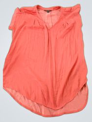 Coral V-Neck Sheer Blouse