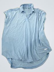 Light Blue Sleeveless Collar Blouse