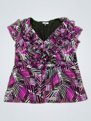 BCBG Printed Ruffle Blouse