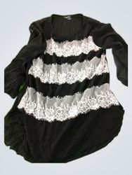 ZARA Black Lace Trim Blouse