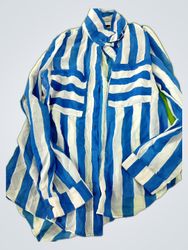 Unbranded Blue and White Striped Button-up Shirt