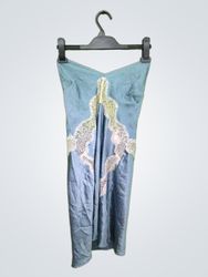 Victoria's Secret Blue Slip Dress with Lace Detail