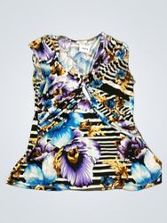 Cache Sleeveless Floral Print Top
