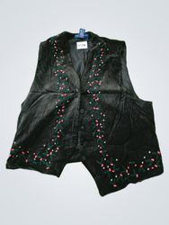 Karen Scott Black Velvet Vest with Holly and Berry..