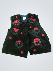 Karen Scott Black Velvet Christmas Wreath Vest