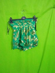 Bebe Green Gold Print Strapless Top