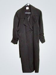 Utex Black Double-Breasted Trench Coat