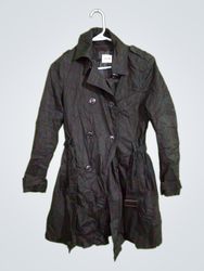Stradivarius Black Double-Breasted Trench Coat