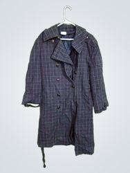 Plaid Double-Breasted Trench Coat