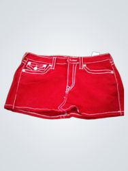True Religion Red Denim Mini Skirt