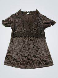 BCBGMAXAZRIA Braunes Satin Smocked V-Ausschnitt-To..