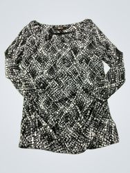 Style & Co. Schwarz-Weiße Schlangenprint Raffung L..