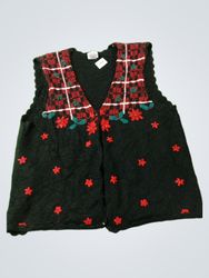 KORET Women's Black Floral & Plaid Button-Front Ve..