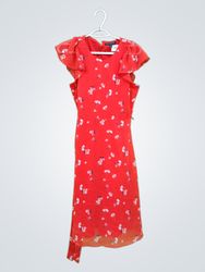Banana Republic Rotes Blumen-Midi-Kleid