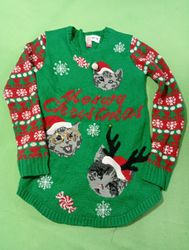 Damen Ugly Christmas Sweater mit Katzen