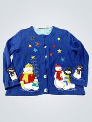 Onque Casuals Blauer Schneemann und Stern Applikat..
