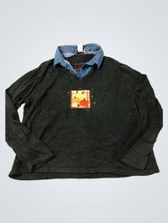 Breckenridge Petite Schwarz Pullover mit Denim-Kra..