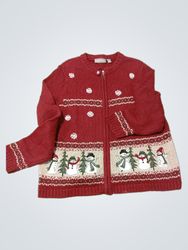 Croft & Barrow Petite Schneemann-Weihnachtsstrickj..
