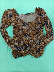 JAN + DELANCE Top Floral com Franzidos